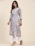 Urmi in Fizaa Chikankari Long Kurta in Muslin Cotton for Women- Grey Print
